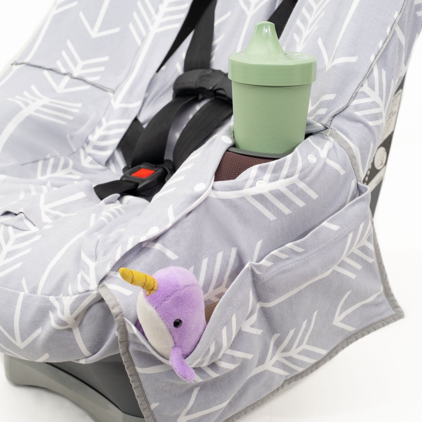 NIKO Easy Wash Children's Car Seat Cover in 100% Cotton Jersey, Grey with White Arrow Print