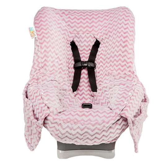 NIKO Easy Wash Children's Car Seat Cover in Pink Chevron Plush