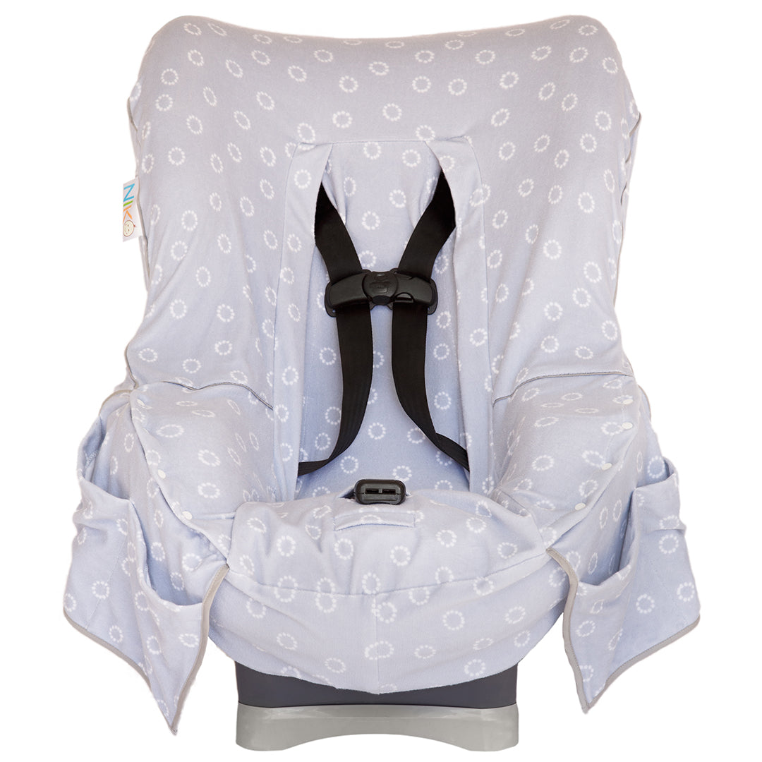 Niko Easy Wash Children's Car Seat Cover & Liner - Cotton/Poly Terry - Gray Circle