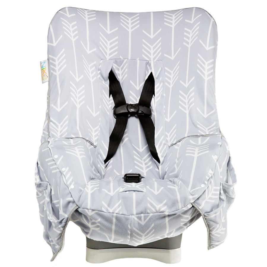 NIKO Easy Wash Children's Car Seat Cover in 100% Cotton Jersey, Grey with White Arrow Print