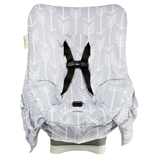 NIKO Easy Wash Children's Car Seat Cover in 100% Cotton Jersey, Grey with White Arrow Print