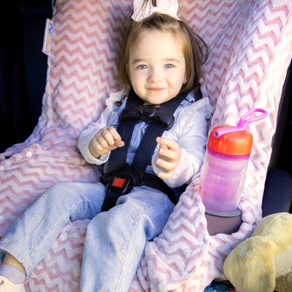 NIKO Easy Wash Children's Car Seat Cover in Pink Chevron Plush