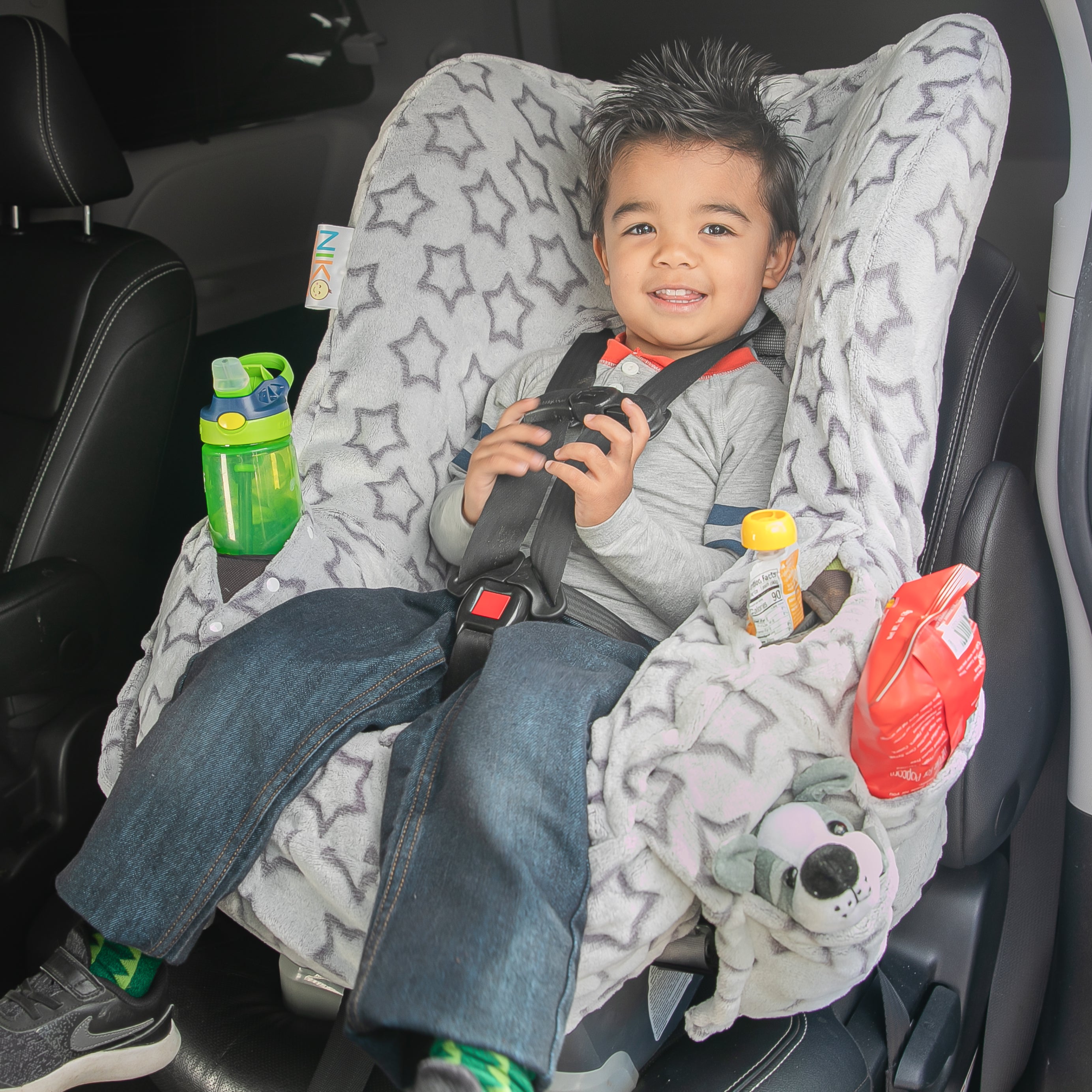 Niko Easy Wash Children's Car Seat Cover & Liner - Minky - Silver Star