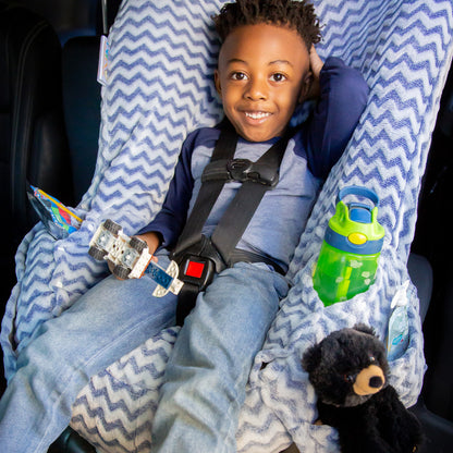 Niko Easy Wash Children's Car Seat Cover & Liner - Minky - Blue Chevron