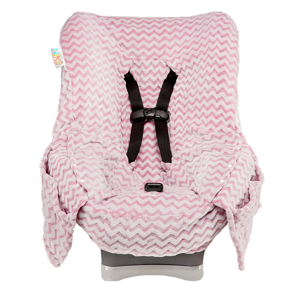 Niko Easy Wash Children's Car Seat Cover & Liner - Minky - Pink Chevron